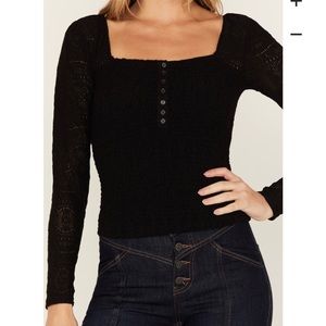 Idyllwind Women's Smocked Lace Long Sleeve Top - M